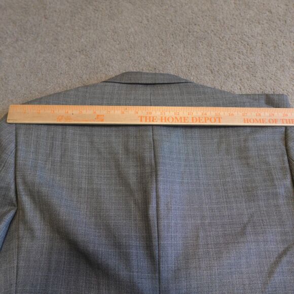 RALPH Ralph Lauren Men 44L Gray Windowpane Blazer Jacket Silk Wool Single Breast - Picture 10 of 11